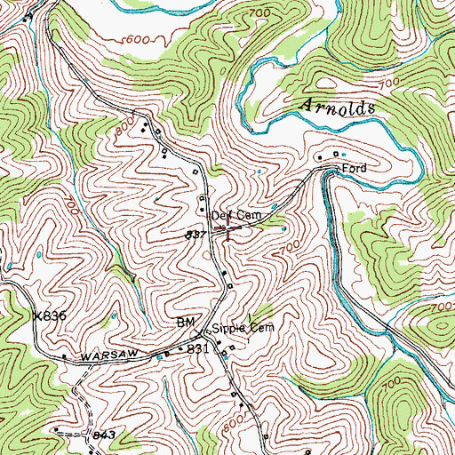 Topographic Map of Delf Cemetery, KY