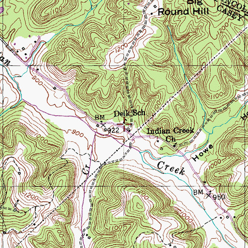 Topographic Map of Delk School, KY
