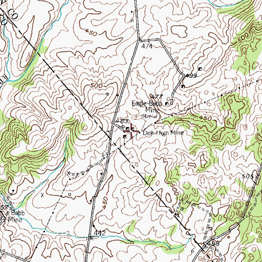 Topographic Map of Dell-High Mine, KY