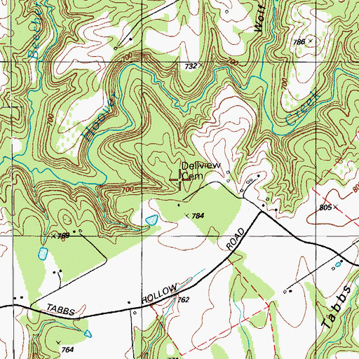 Topographic Map of Dellview Cemetery, KY