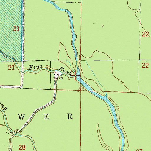 Topographic Map of Five Fork, AR