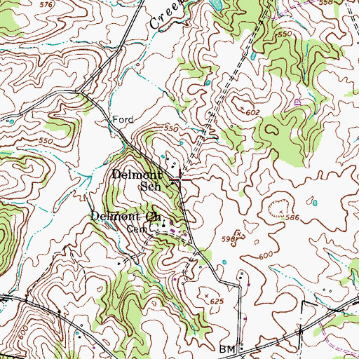 Topographic Map of Delmont School, KY