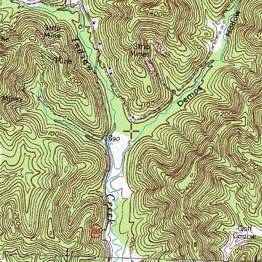 Topographic Map of Demps Hollow, KY