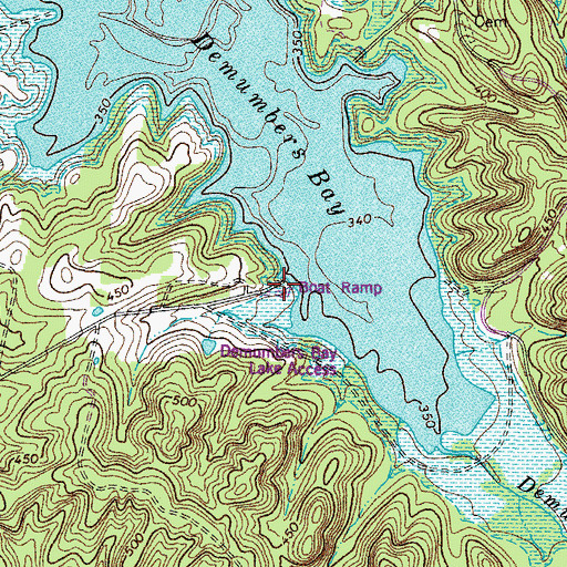 Topographic Map of Demumbers Point Recreation Area, KY
