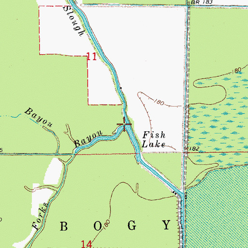 Topographic Map of Five Forks Bayou, AR