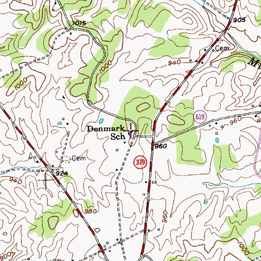 Topographic Map of Denmark School, KY