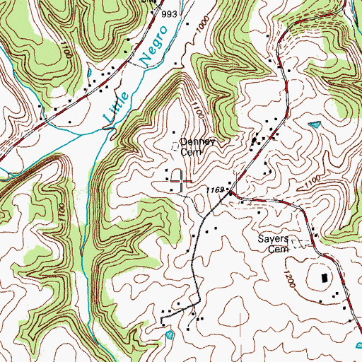 Topographic Map of Denney Cemetery, KY