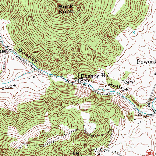 Topographic Map of Denney Hollow School, KY