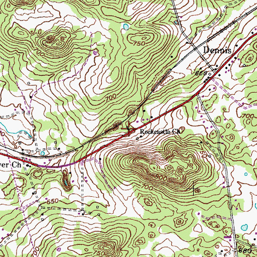 Topographic Map of Rockcastle Church, KY