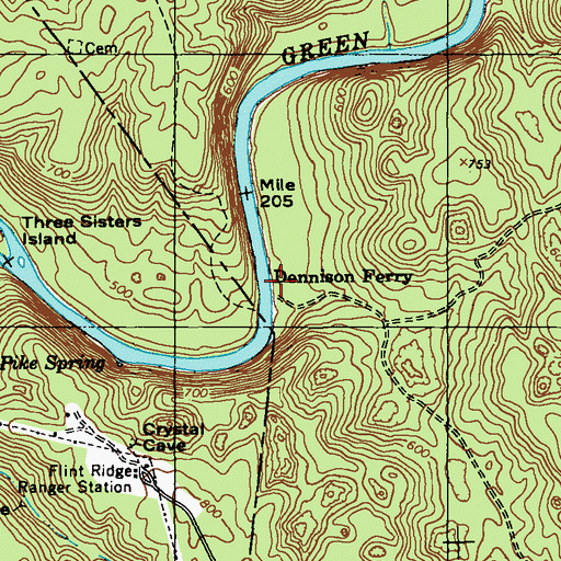 Topographic Map of Dennison Ferry, KY