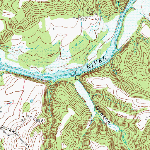 Topographic Map of Denton Branch, KY