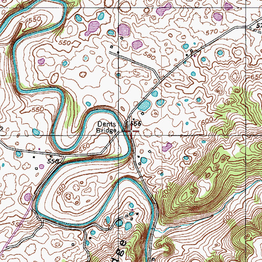 Topographic Map of Dents Bridge, KY