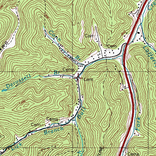 Topographic Map of Derossett Branch, KY