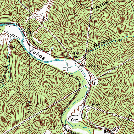 Topographic Map of Deskin Branch, KY