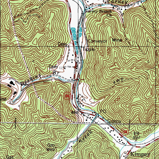 Topographic Map of Deskins Branch, KY