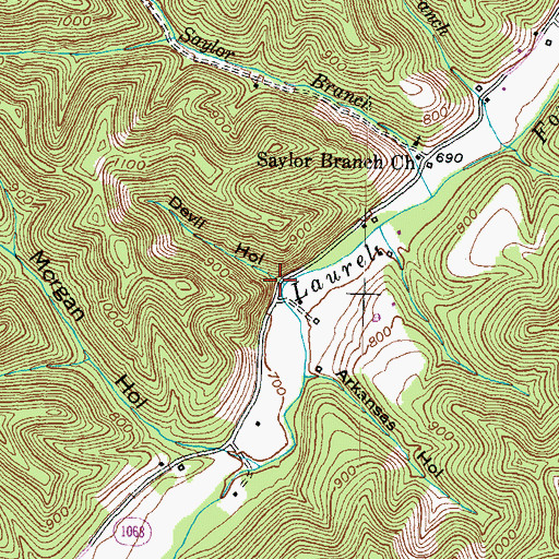 Topographic Map of Devil Hollow, KY