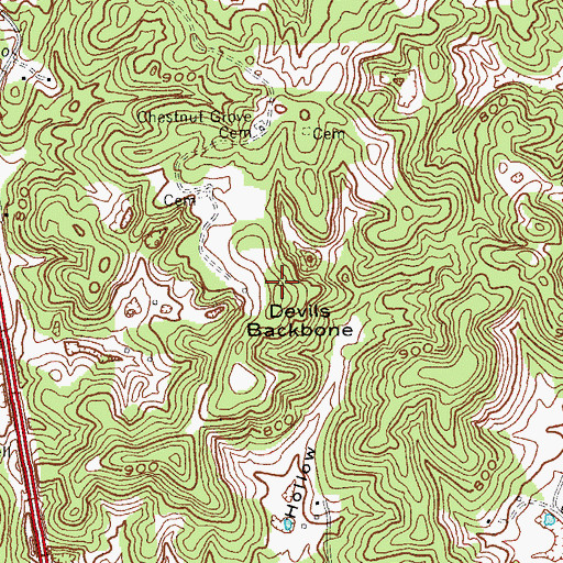 Topographic Map of Devils Backbone, KY