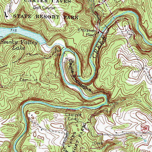 Topographic Map of Devils Backbone, KY