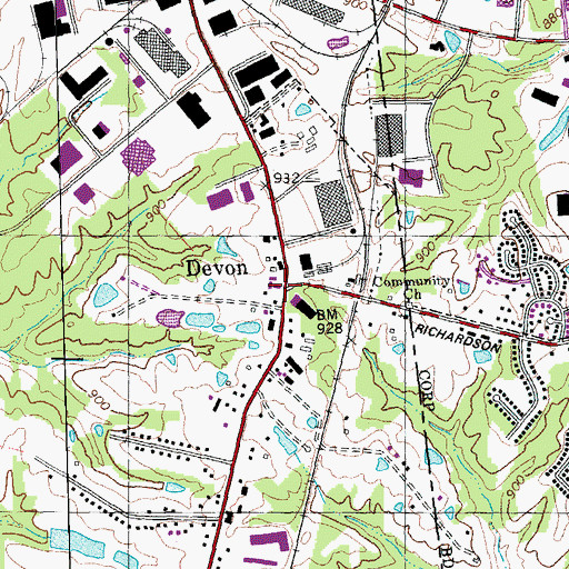 Topographic Map of Devon, KY