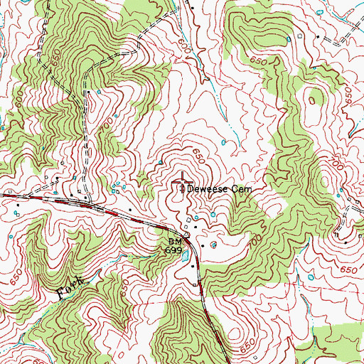 Topographic Map of Deweese Cemetery, KY