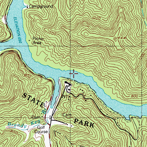 Topographic Map of Dewey Lake, KY