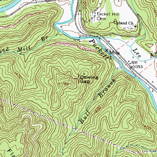 Topographic Map of Dewing Gap, KY