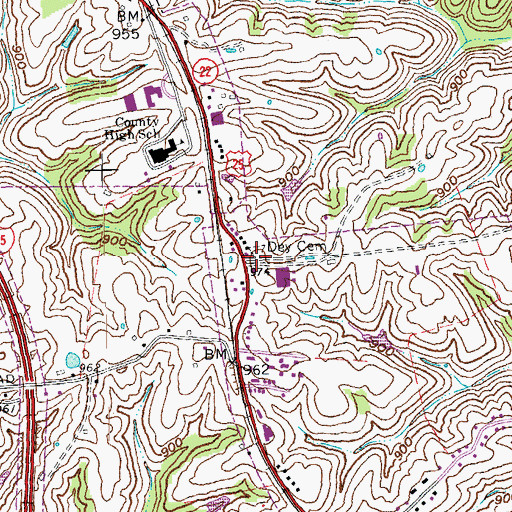 Topographic Map of Dey Cemetery, KY