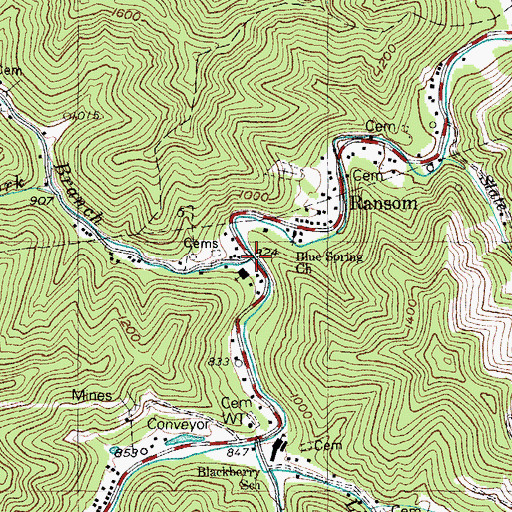 Topographic Map of Dial Branch, KY