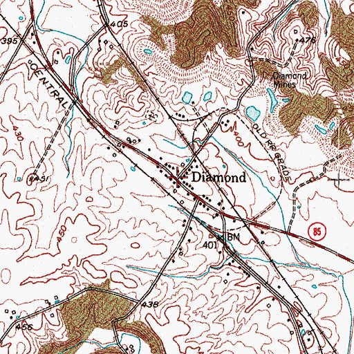 Topographic Map of Diamond, KY