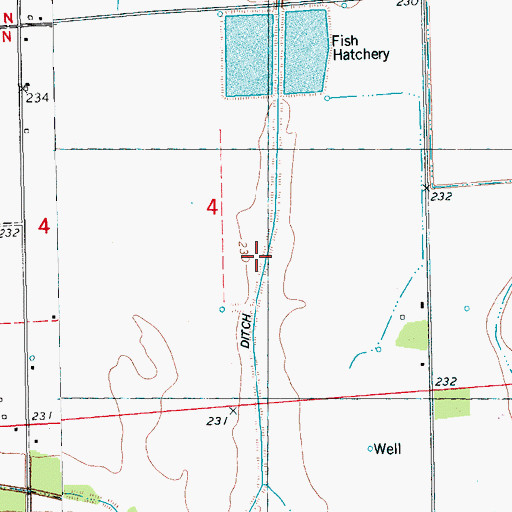 Topographic Map of Flag Slough Ditch, AR