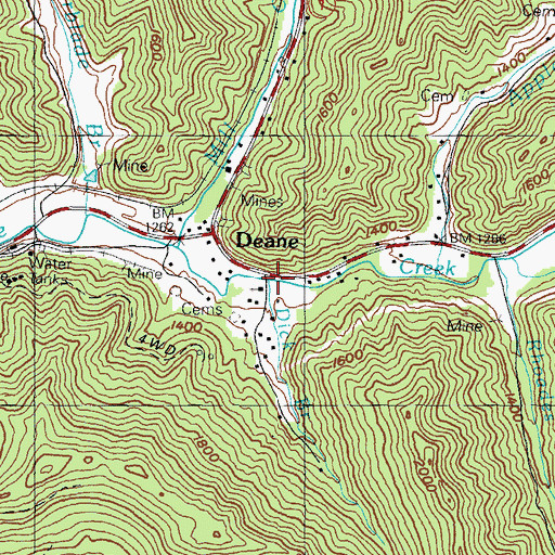 Topographic Map of Dick Branch, KY