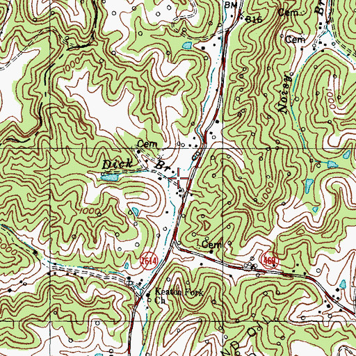 Topographic Map of Dick Branch, KY