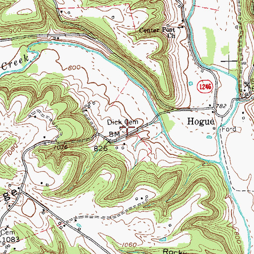 Topographic Map of Dick Cemetery, KY