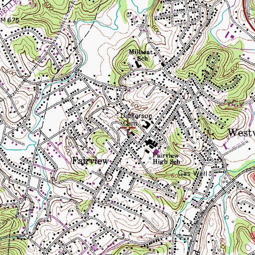 Topographic Map of Dickerson Cemetery, KY