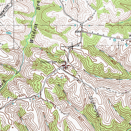 Topographic Map of Dickerson Cemetery, KY