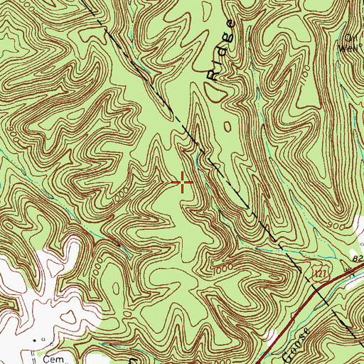 Topographic Map of Dickerson Ridge, KY