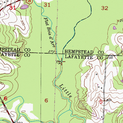 Topographic Map of Flat Bois d'Arc Creek, AR