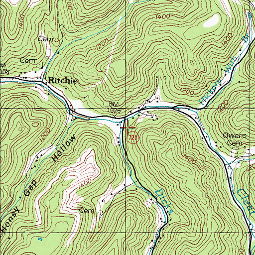 Topographic Map of Dicks Fork, KY