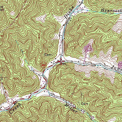 Topographic Map of Dicks Fork, KY