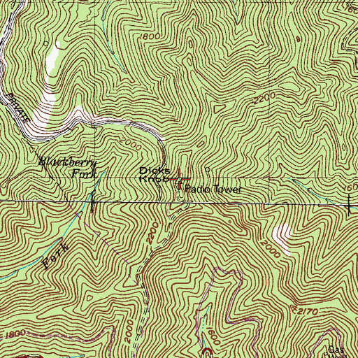 Topographic Map of Dicks Knob, KY