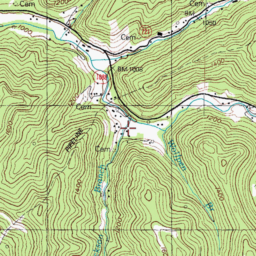 Topographic Map of Dickson Branch, KY