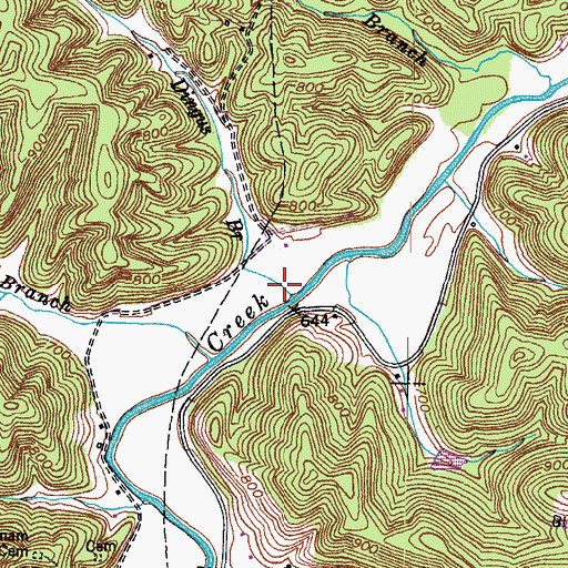 Topographic Map of Dingus Branch, KY
