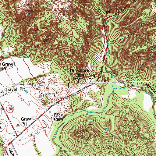 Topographic Map of Dinsmore Cemetery, KY