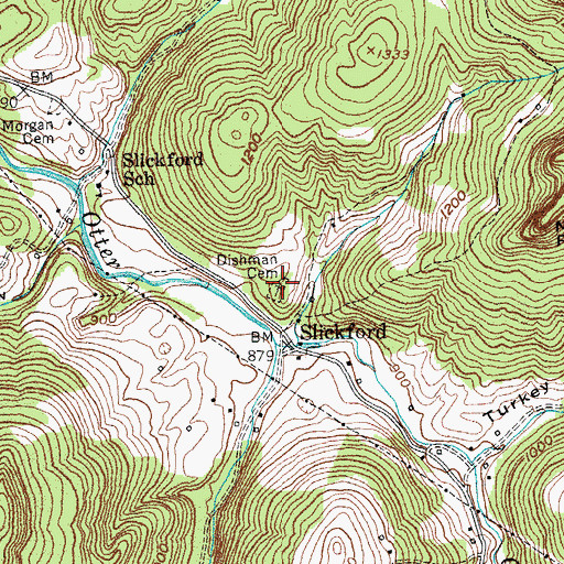 Topographic Map of Dishman Cemetery, KY