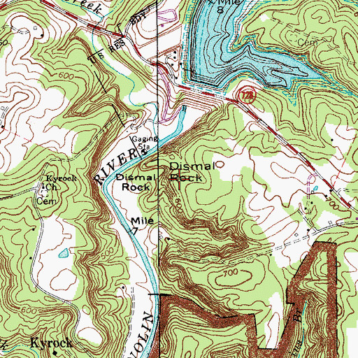 Topographic Map of Dismal Rock, KY