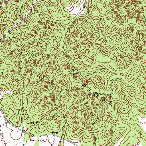 Topographic Map of Dividing Ridge, KY