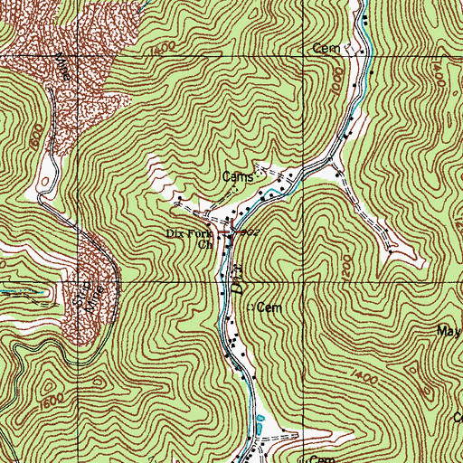 Topographic Map of Dix Fork Church, KY