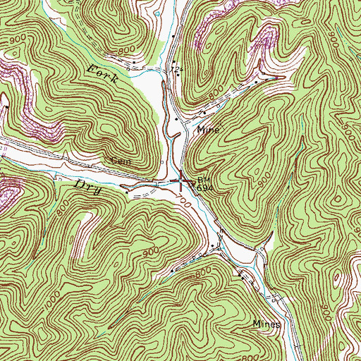 Topographic Map of Dixie Fork, KY