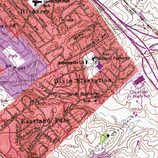 Topographic Map of Dixie Plantation, KY