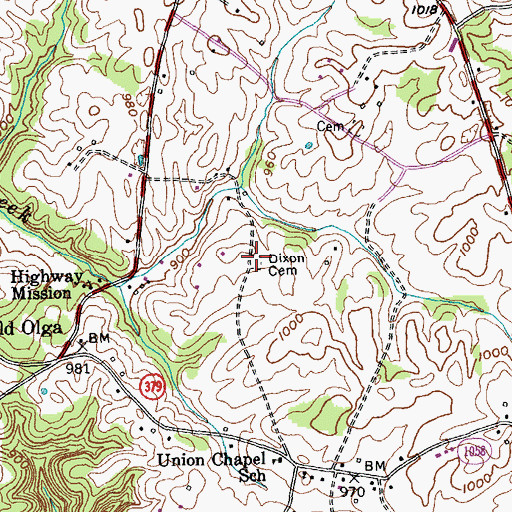 Topographic Map of Dixon Cemetery, KY